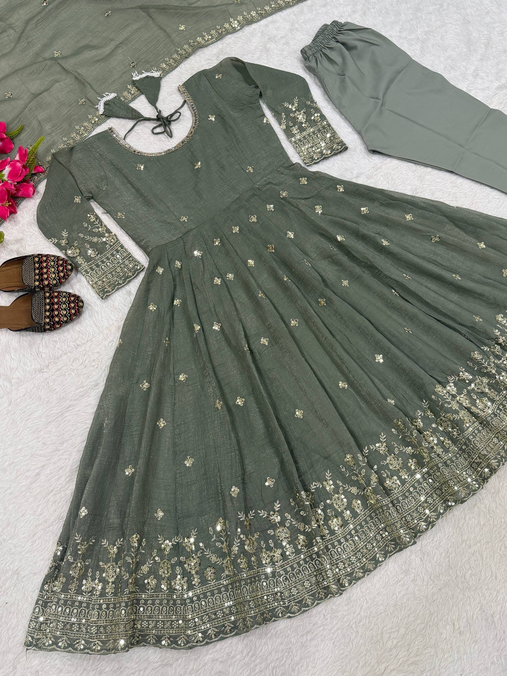 Deep Olive & Silver Heritage Couture